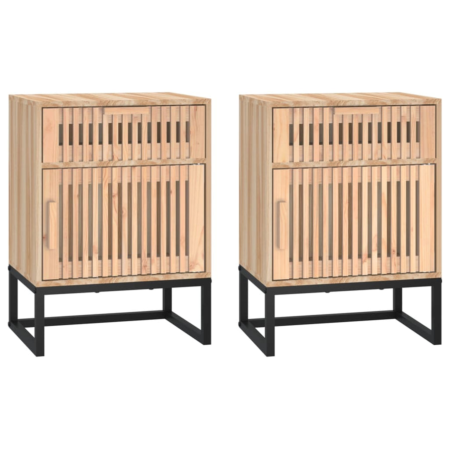 Nachtkastjes 2 St 40X30X55,5 Cm Bewerkt Hout En Ijzer