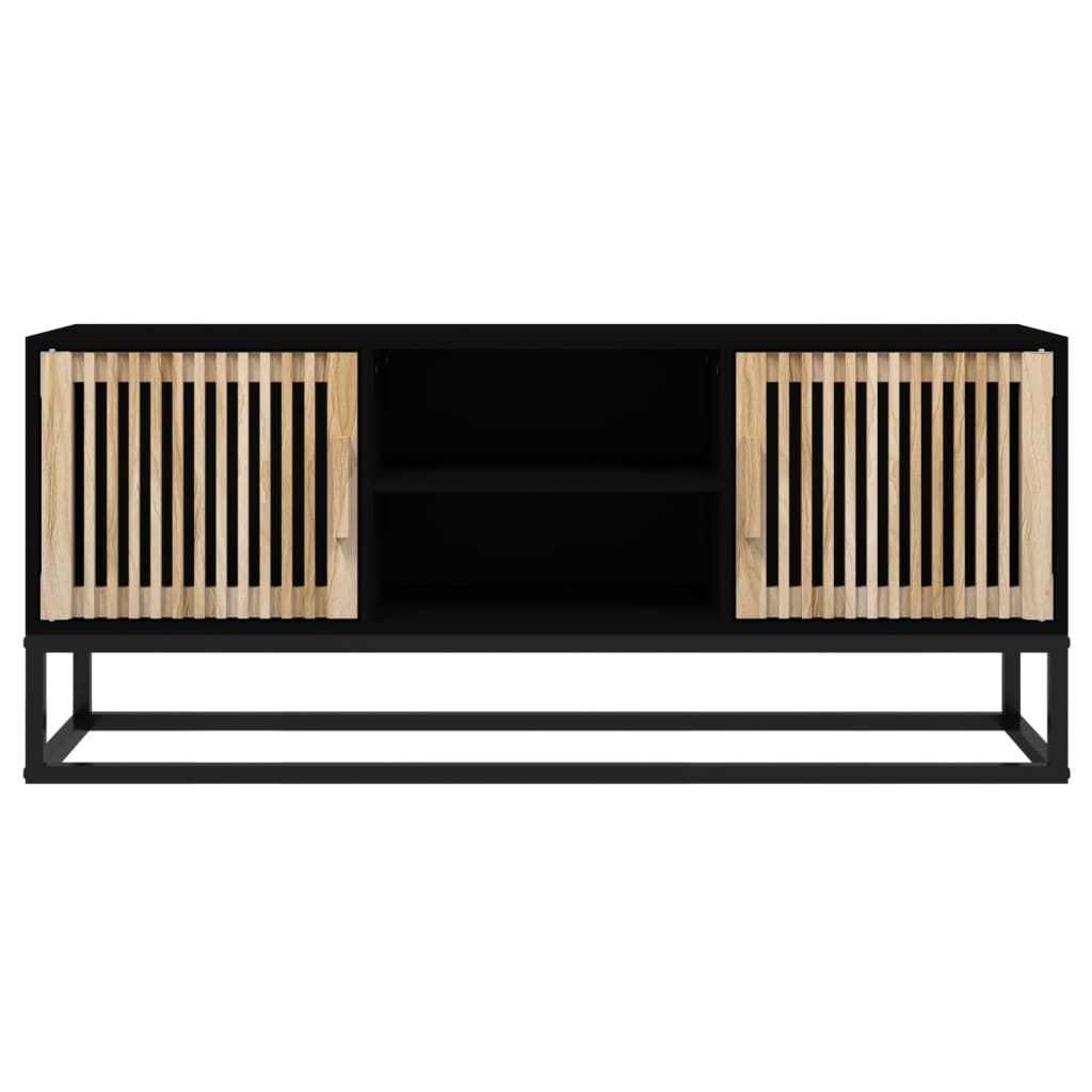 Tv-Meubel 05X30X45 Cm Bewerkt Hout En Ijzer Zwart
