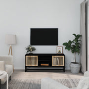 Tv-meubel 105x30x45 cm bewerkt hout ijzer zwart