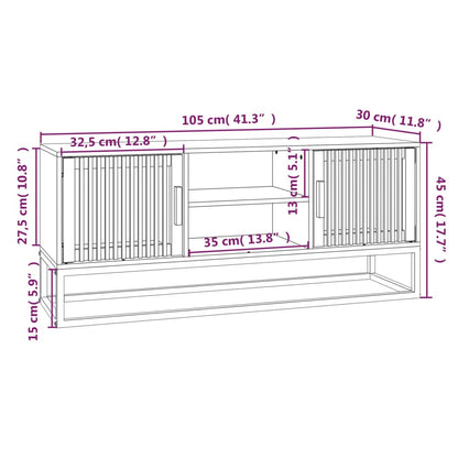 Tv-Meubel 05X30X45 Cm Bewerkt Hout En Ijzer Bruin