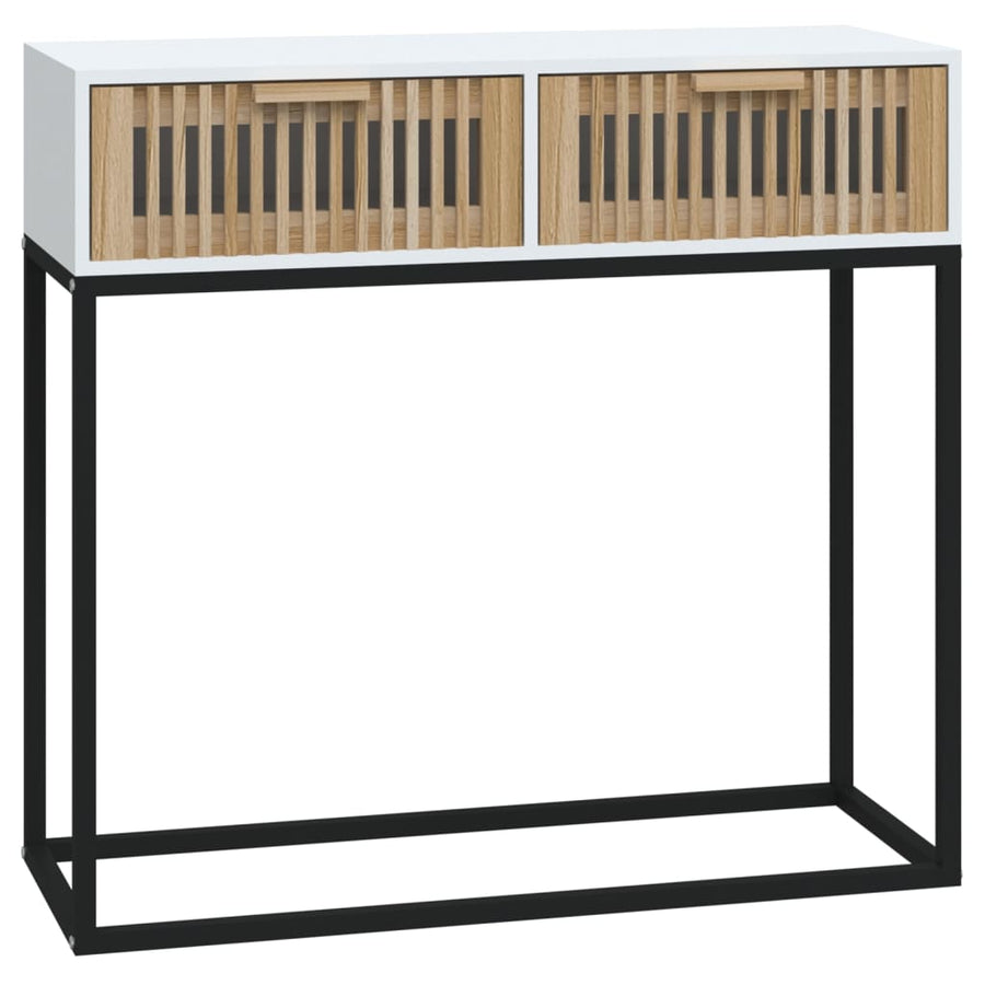 Wandtafel 80x30x75 cm bewerkt hout en ijzer Wit