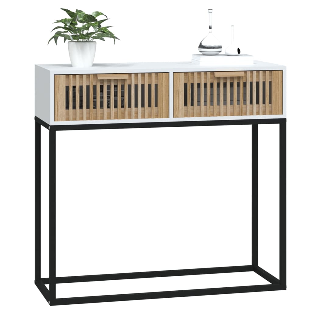 Wandtafel 80x30x75 cm bewerkt hout en ijzer Wit