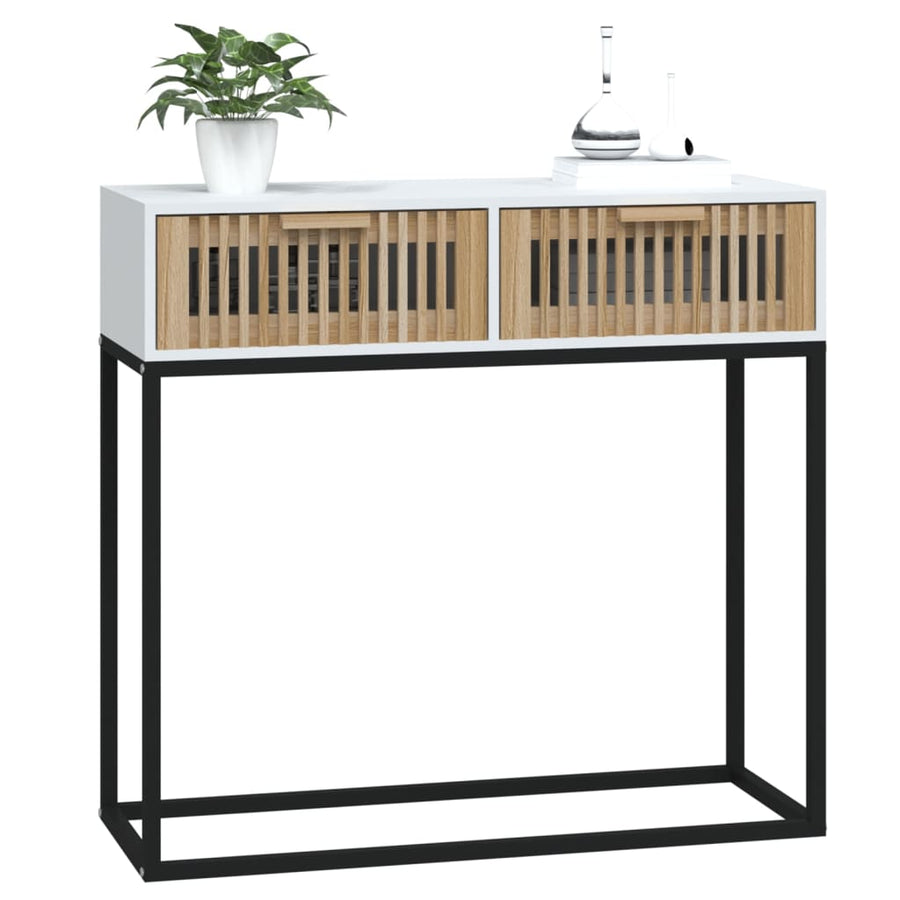 Wandtafel 80x30x75 cm bewerkt hout en ijzer Wit