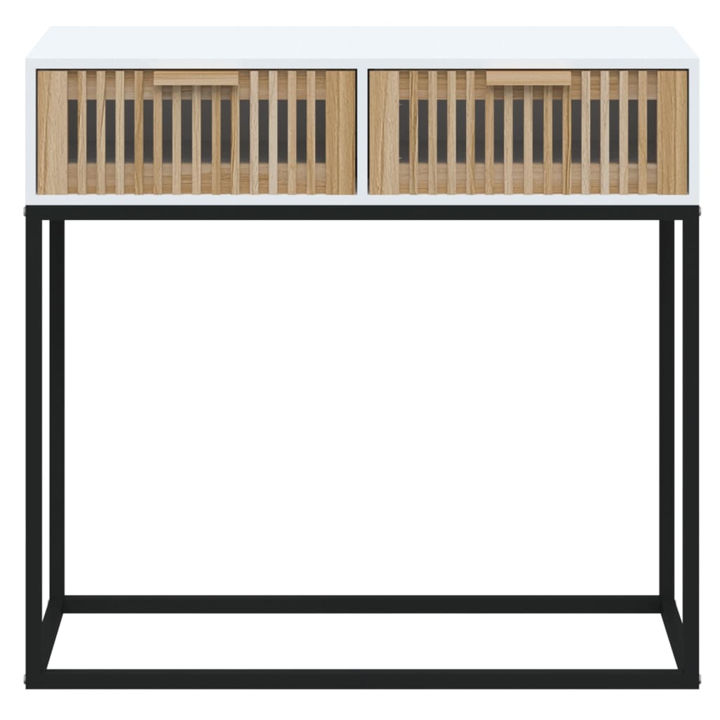 Wandtafel 80x30x75 cm bewerkt hout en ijzer Wit