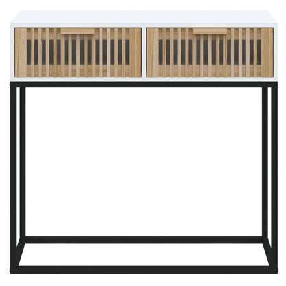 Wandtafel 80x30x75 cm bewerkt hout en ijzer Wit