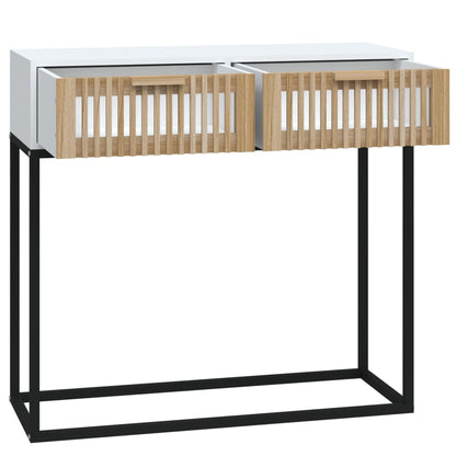 Wandtafel 80x30x75 cm bewerkt hout en ijzer Wit