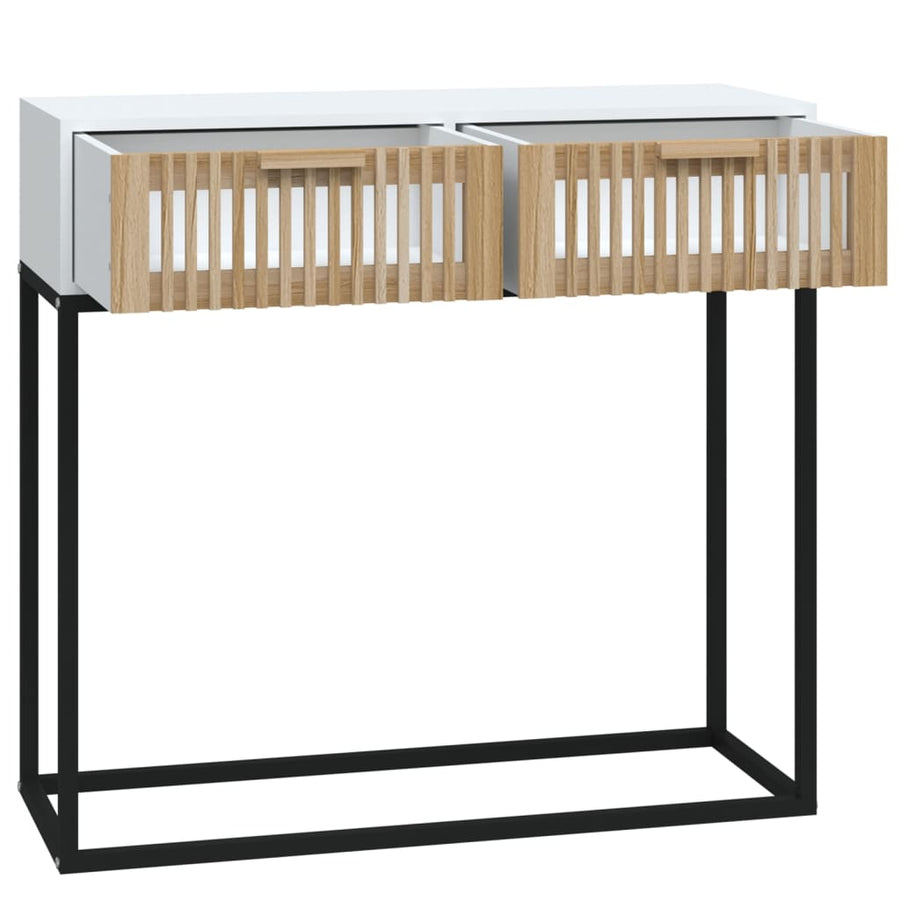 Wandtafel 80x30x75 cm bewerkt hout en ijzer Wit
