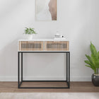 Wandtafel 80x30x75 cm bewerkt hout ijzer wit