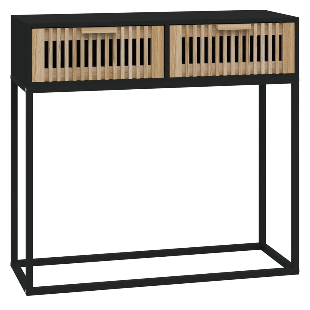 Wandtafel 80x30x75 cm bewerkt hout en ijzer Zwart