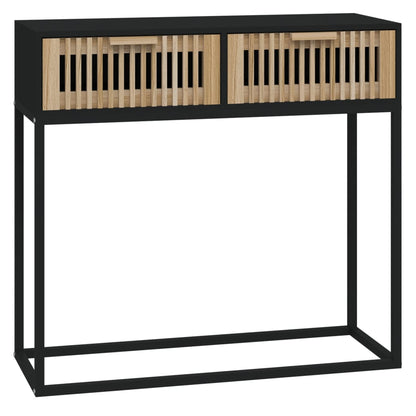 Wandtafel 80x30x75 cm bewerkt hout en ijzer Zwart