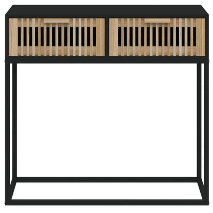 Wandtafel 80x30x75 cm bewerkt hout en ijzer Zwart
