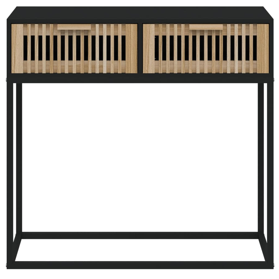 Wandtafel 80x30x75 cm bewerkt hout en ijzer Zwart