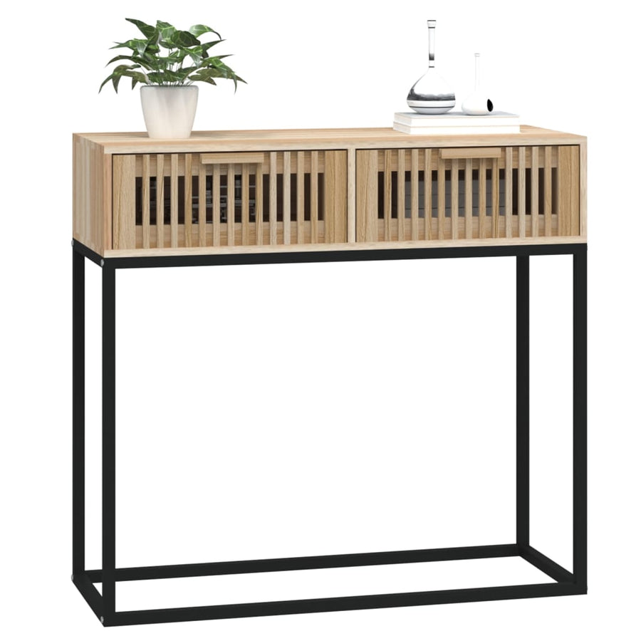 Wandtafel 80x30x75 cm bewerkt hout en ijzer Bruin