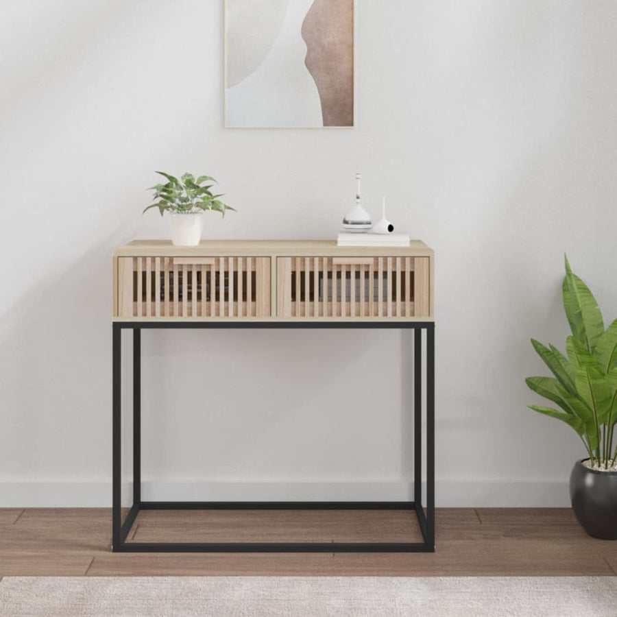 Wandtafel 80x30x75 cm bewerkt hout en ijzer Bruin