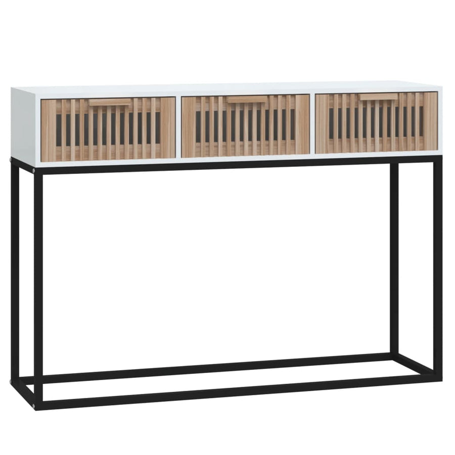 Wandtafel 05x30x75 cm bewerkt hout en ijzer Wit