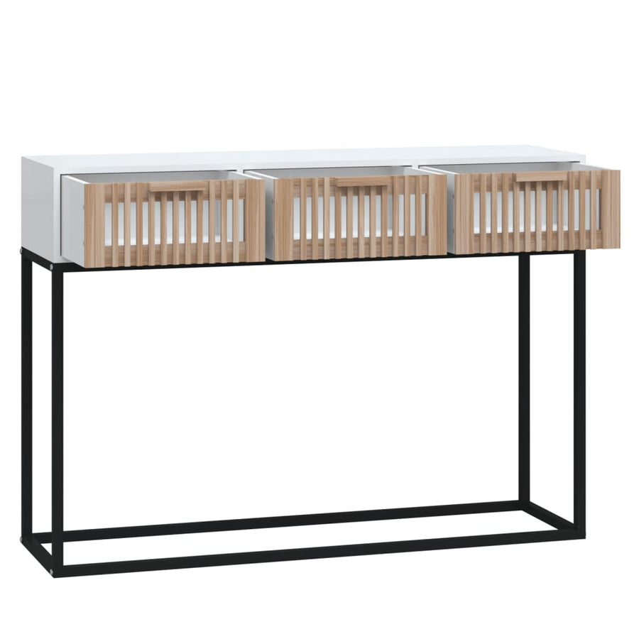 Wandtafel 05x30x75 cm bewerkt hout en ijzer Wit