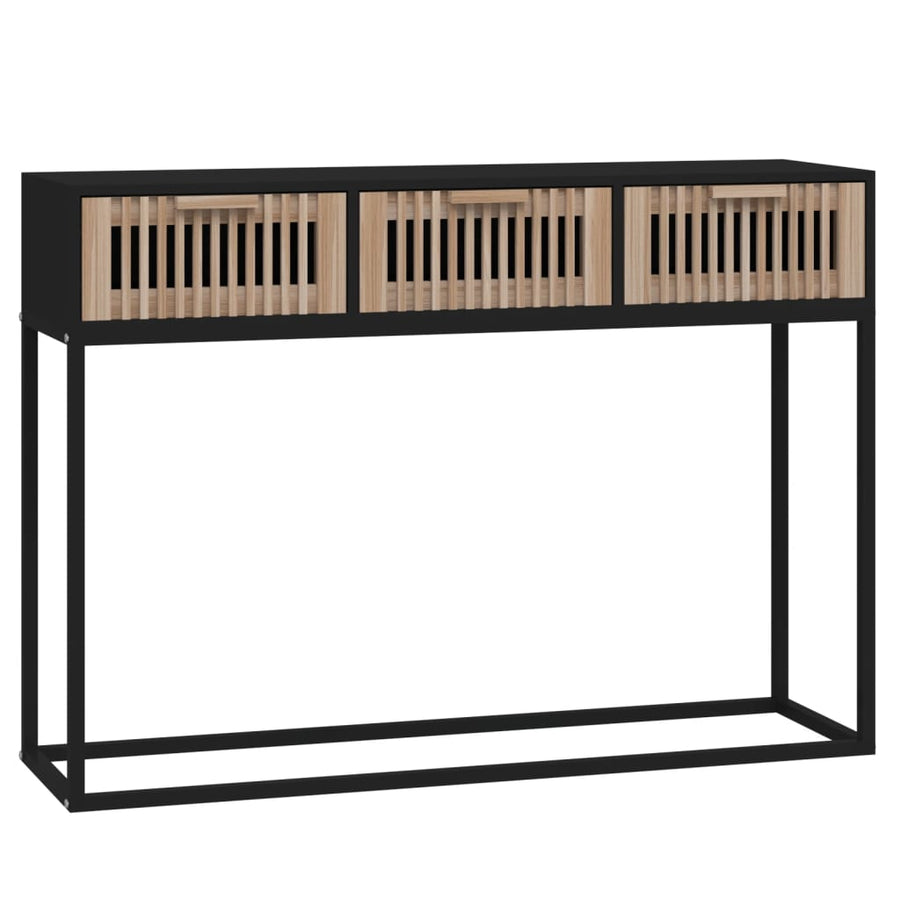 Wandtafel 05x30x75 cm bewerkt hout en ijzer Zwart