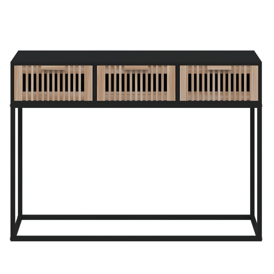 Wandtafel 05x30x75 cm bewerkt hout en ijzer Zwart