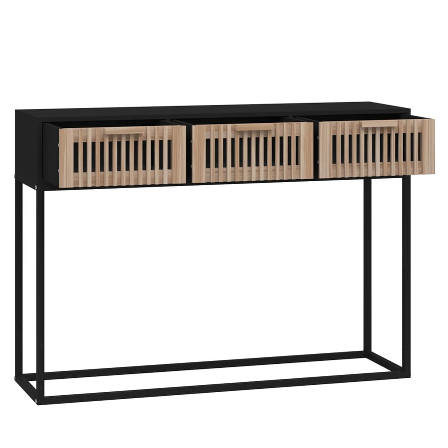 Wandtafel 05x30x75 cm bewerkt hout en ijzer Zwart