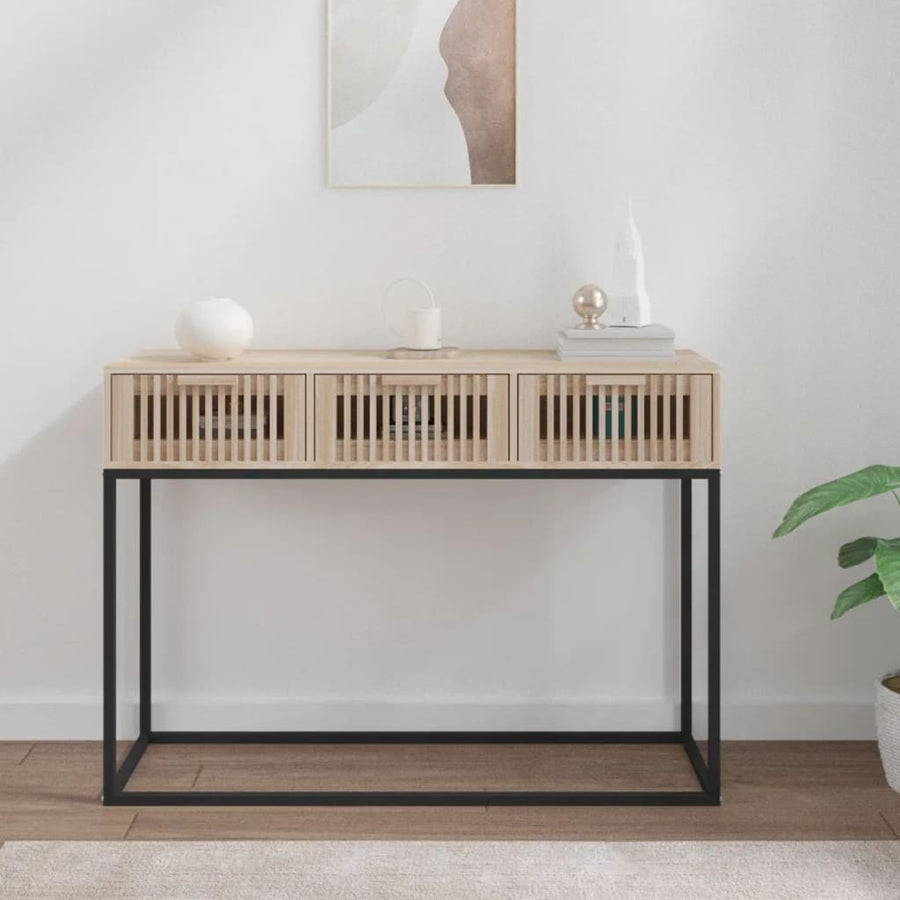 Wandtafel 05x30x75 cm bewerkt hout en ijzer Bruin
