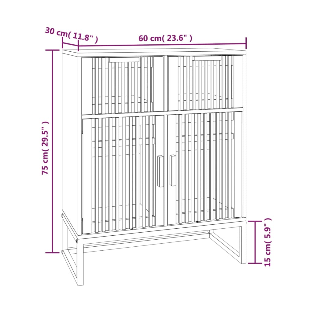 Dressoir 60X30X75 Cm Bewerkt Hout Zwart