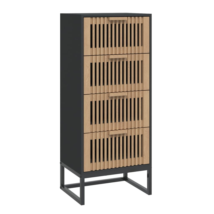 Hoge Kast 40X30X95 Cm Bewerkt Hout Zwart