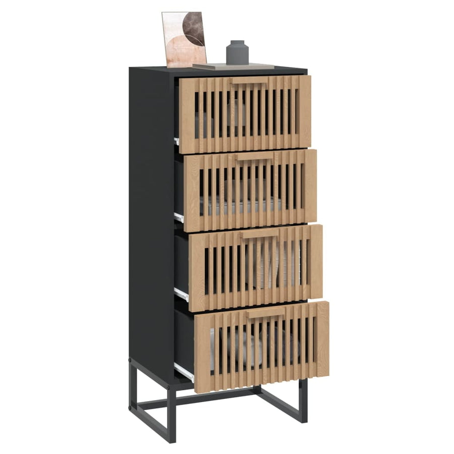 Hoge Kast 40X30X95 Cm Bewerkt Hout Zwart