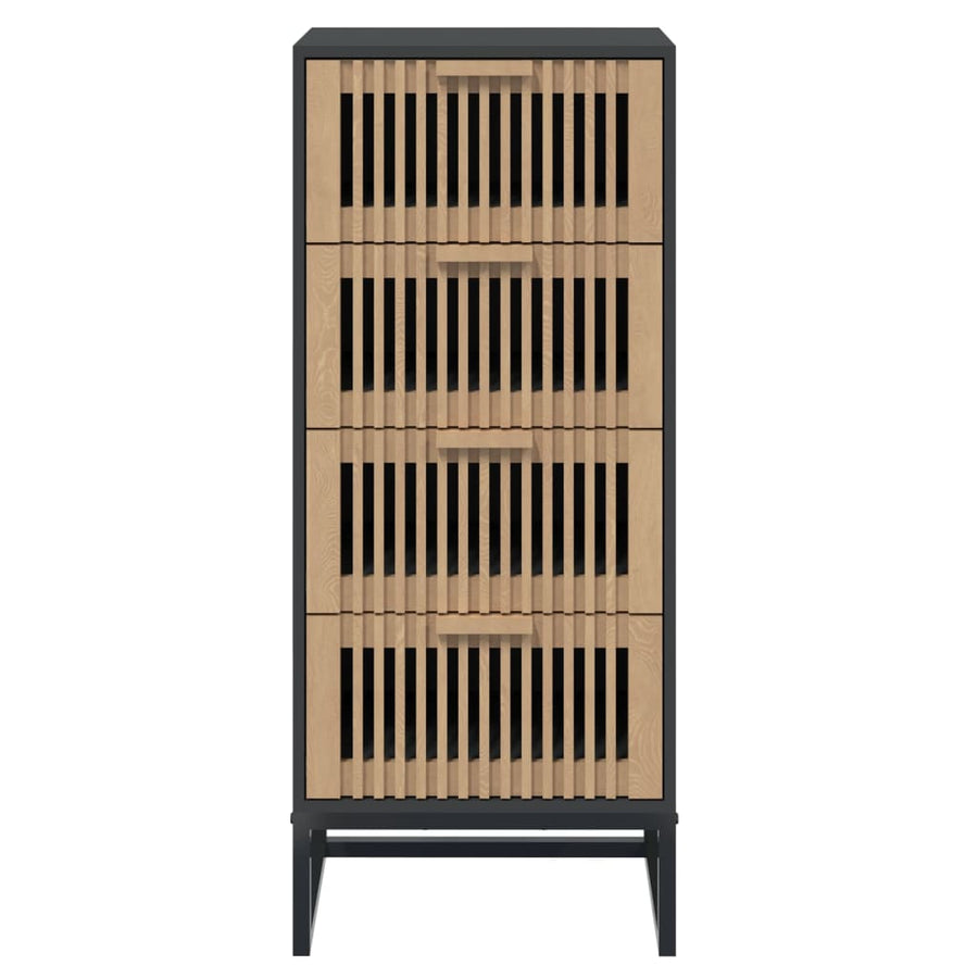 Hoge Kast 40X30X95 Cm Bewerkt Hout Zwart