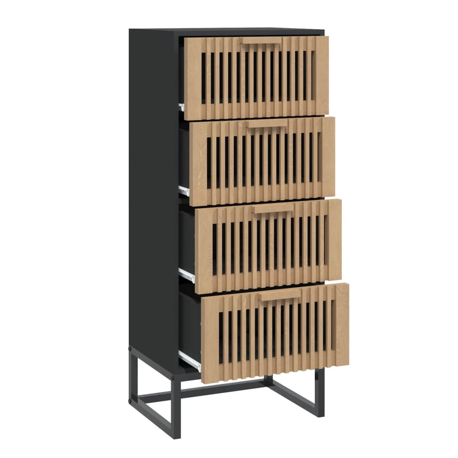Hoge Kast 40X30X95 Cm Bewerkt Hout Zwart