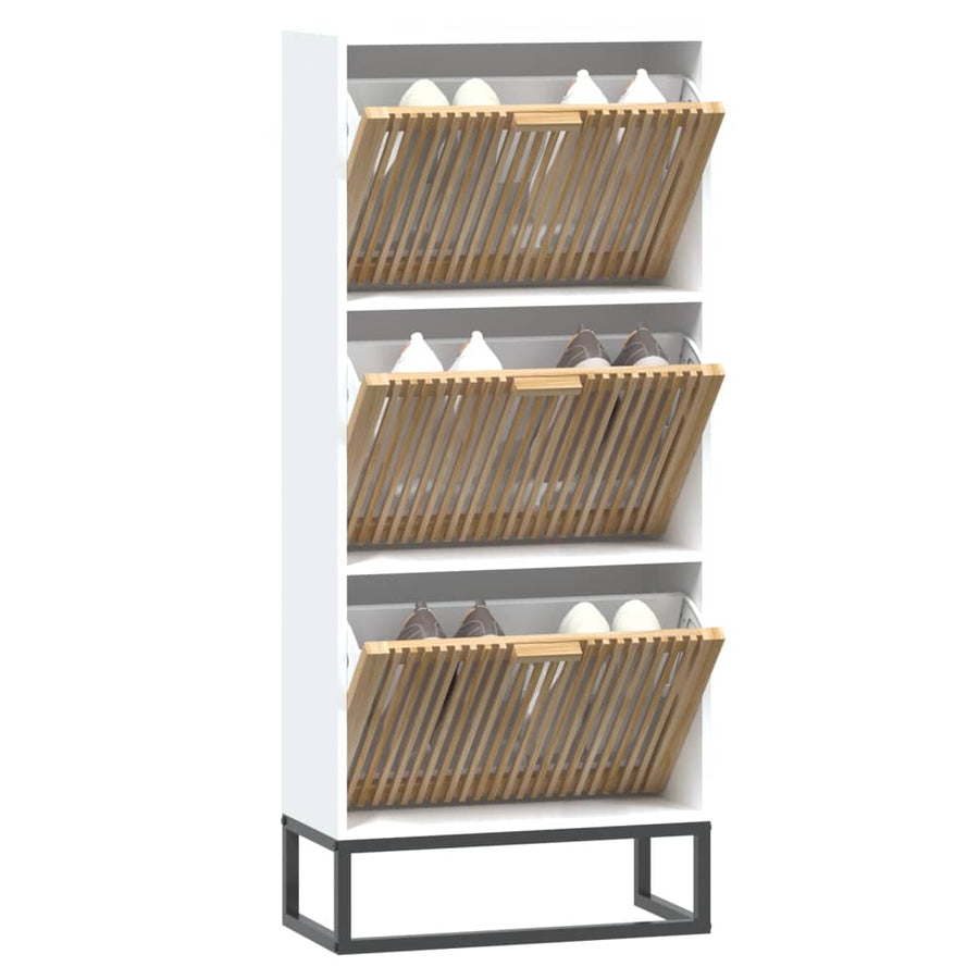 Schoenenkast 52X25X20 Cm Bewerkt Hout Wit