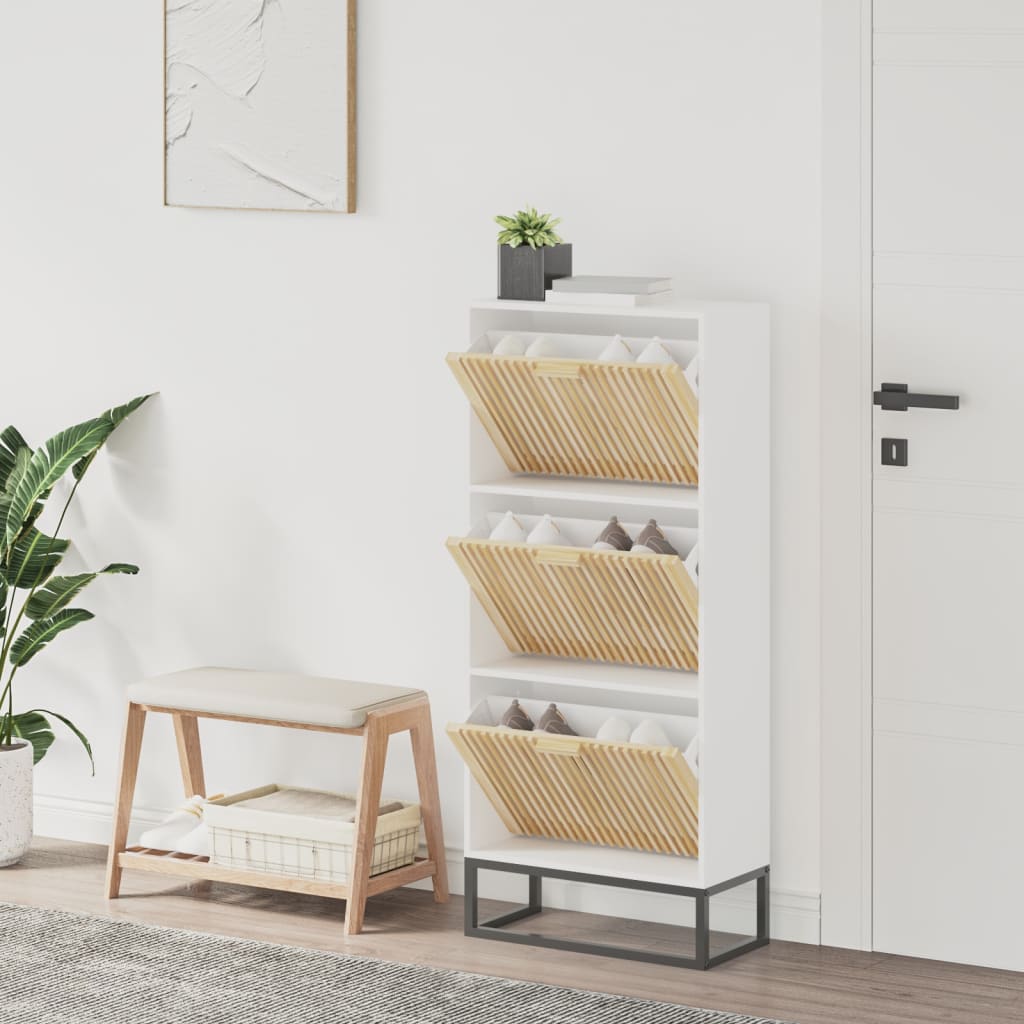 Schoenenkast 52X25X20 Cm Bewerkt Hout Wit