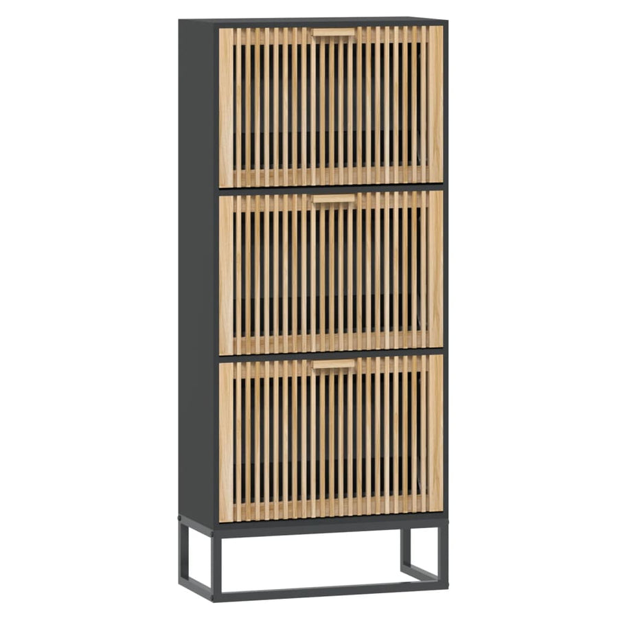 Schoenenkast 52X25X20 Cm Bewerkt Hout Zwart