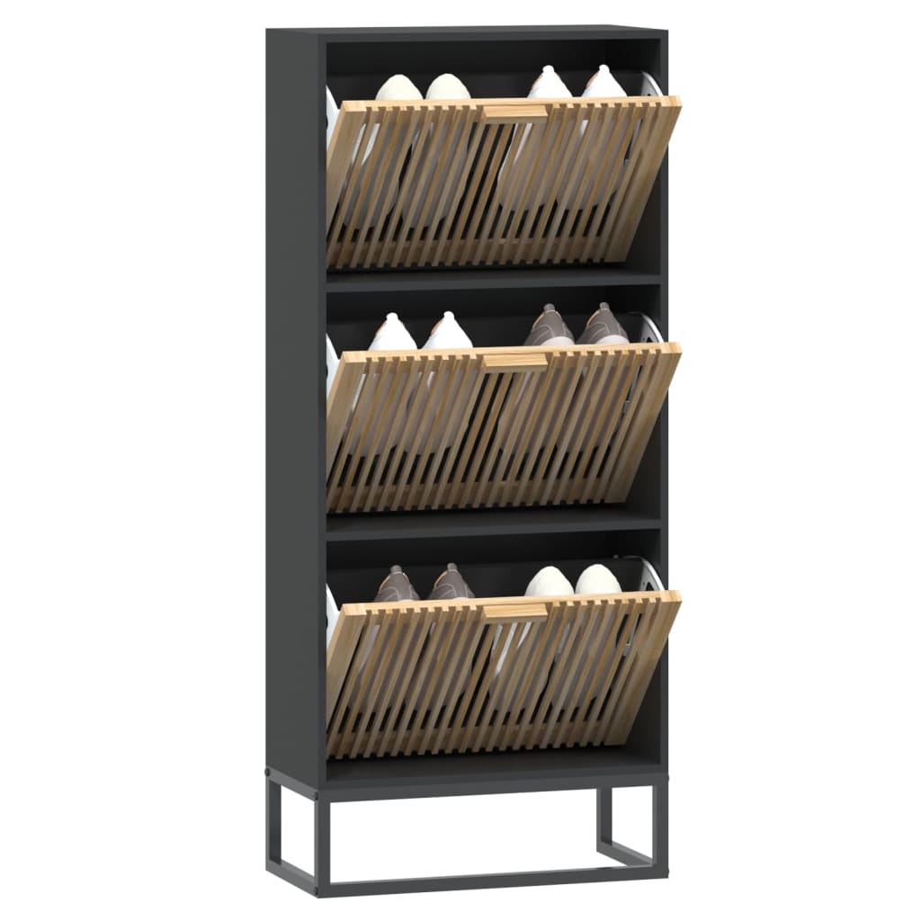 Schoenenkast 52X25X20 Cm Bewerkt Hout Zwart