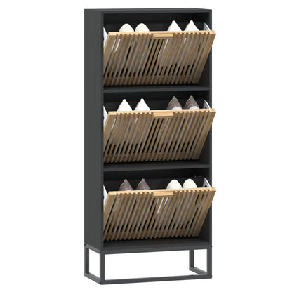 Schoenenkast 52X25X20 Cm Bewerkt Hout Zwart