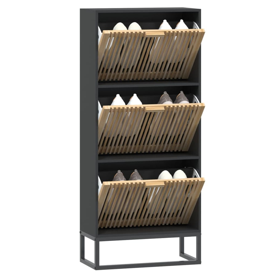 Schoenenkast 52X25X20 Cm Bewerkt Hout Zwart