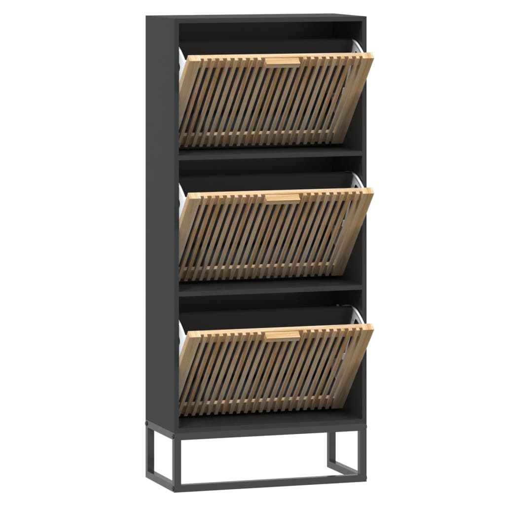 Schoenenkast 52X25X20 Cm Bewerkt Hout Zwart