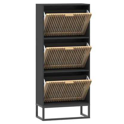 Schoenenkast 52X25X20 Cm Bewerkt Hout Zwart