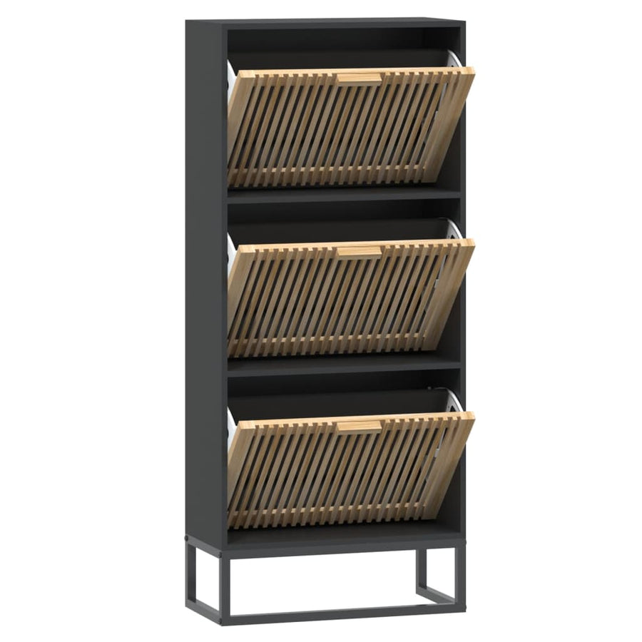 Schoenenkast 52X25X20 Cm Bewerkt Hout Zwart