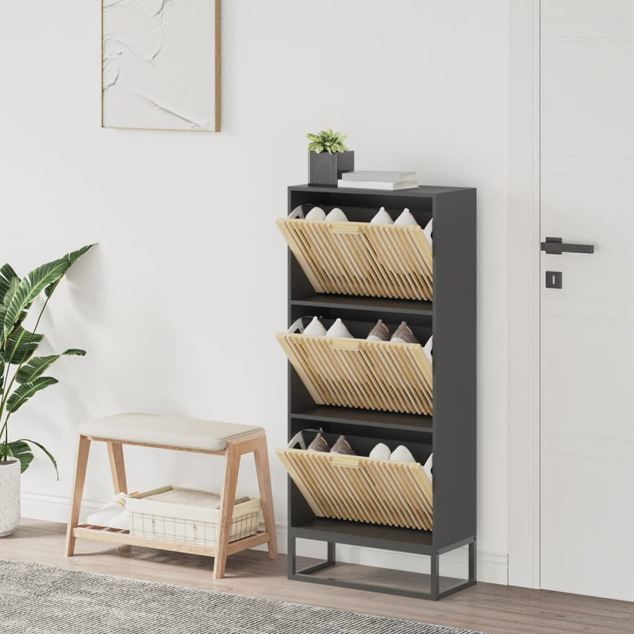 Schoenenkast 52X25X20 Cm Bewerkt Hout Zwart