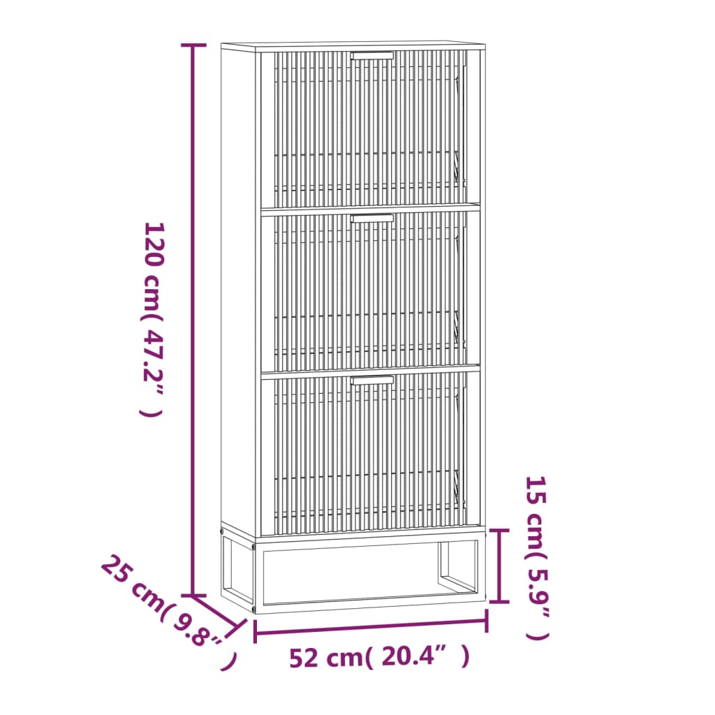 Schoenenkast 52X25X120 Cm Bewerkt Hout