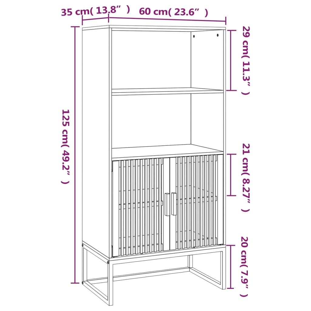Hoge Kast 60X35X125 Cm Bewerkt Hout Zwart