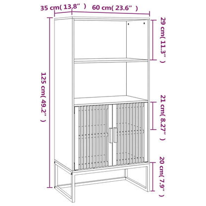 Hoge Kast 60X35X125 Cm Bewerkt Hout Zwart