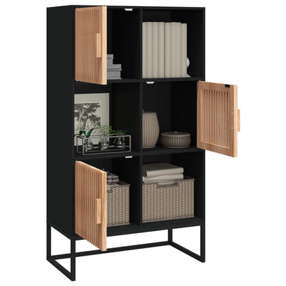 Hoge Kast 70X35X125 Cm Bewerkt Hout Zwart