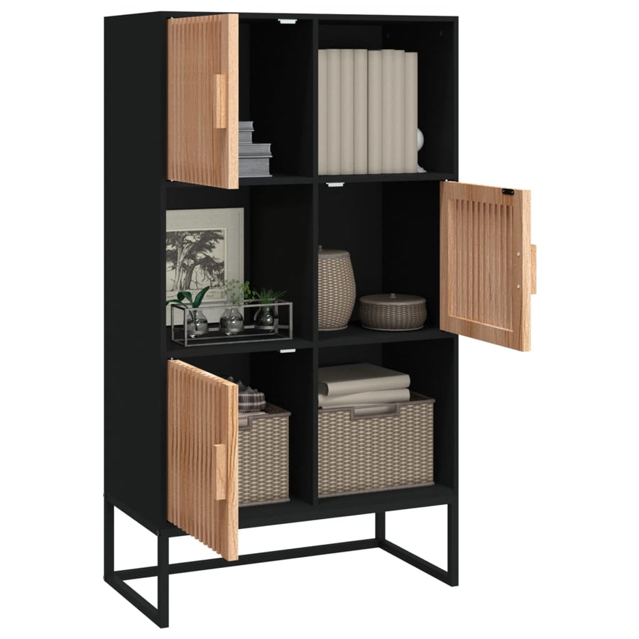 Hoge Kast 70X35X125 Cm Bewerkt Hout Zwart