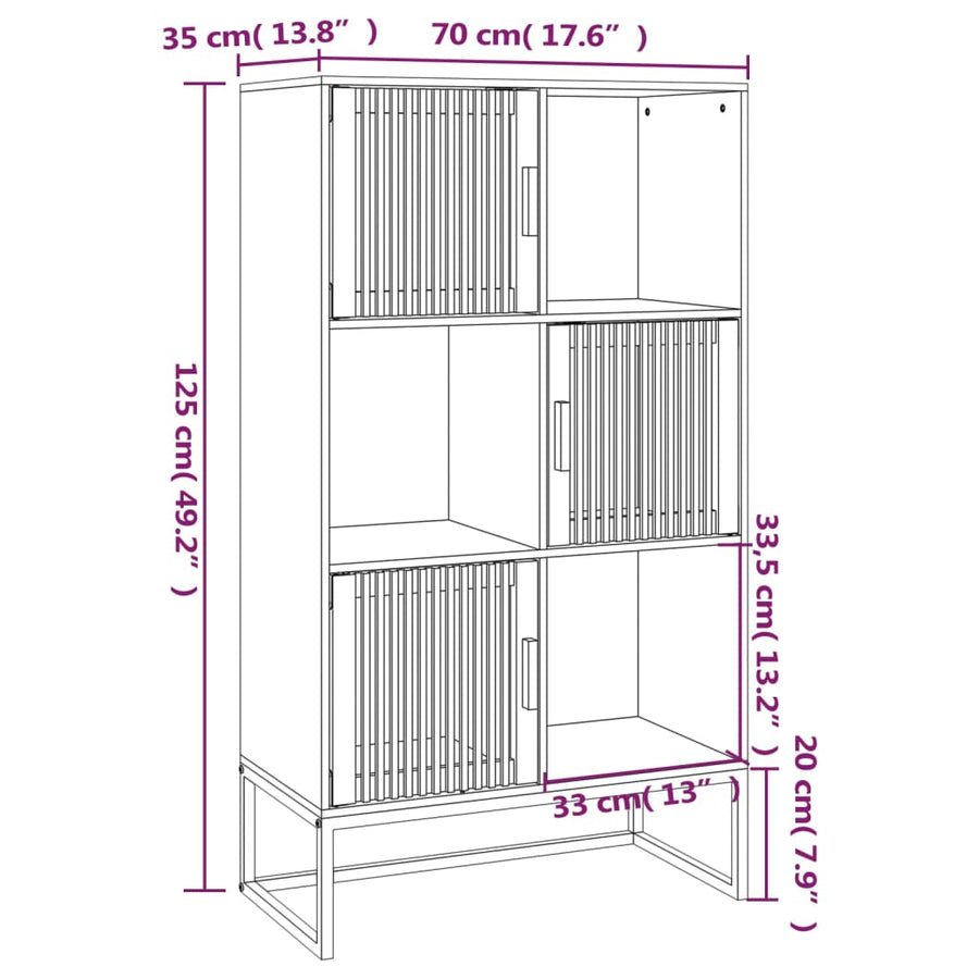 Hoge Kast 70X35X125 Cm Bewerkt Hout Zwart