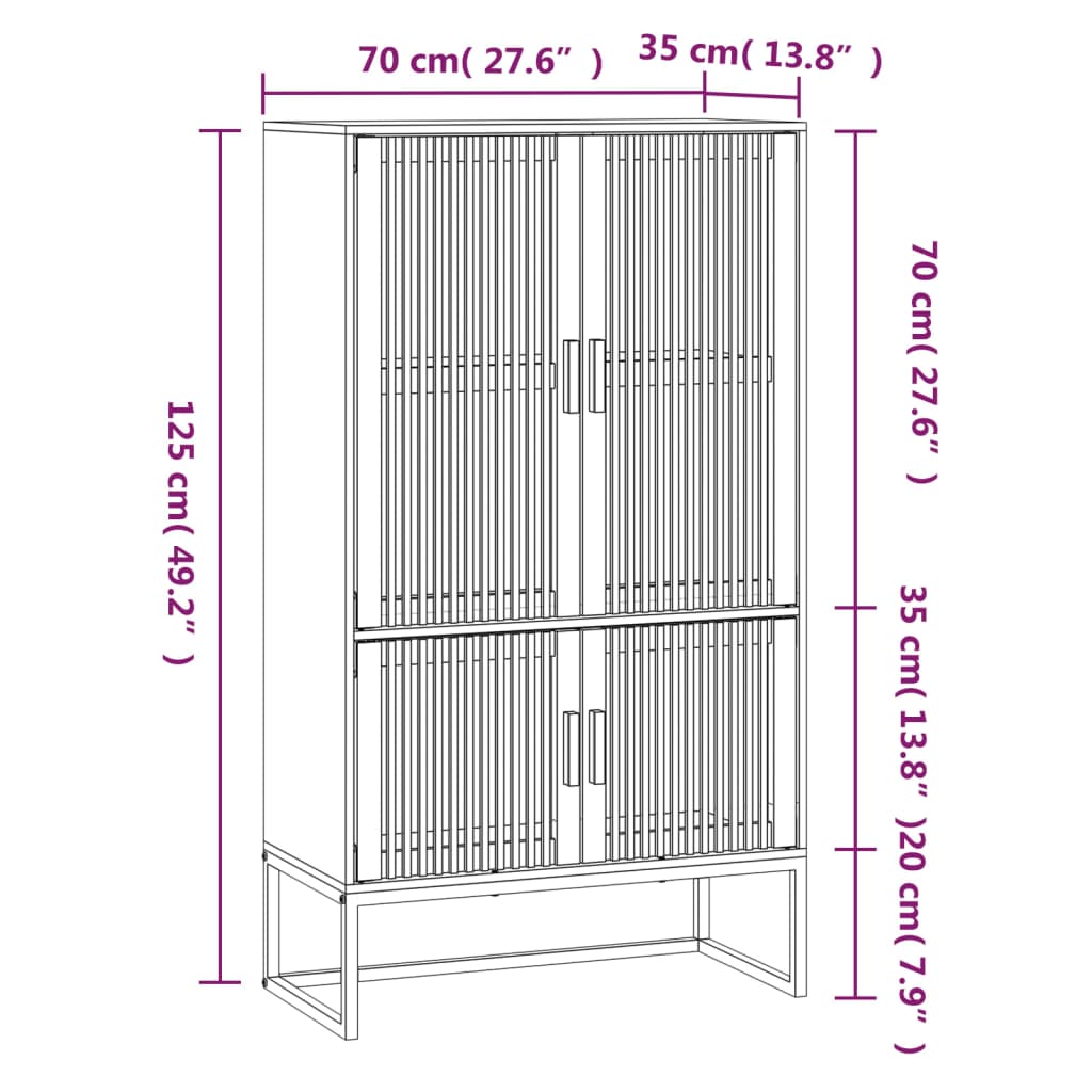 Hoge Kast 70X35X125 Cm Bewerkt Hout Wit