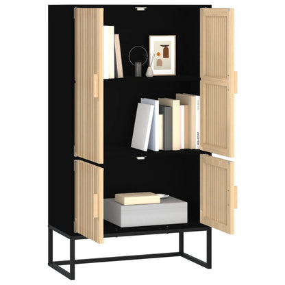 Hoge kast 70x35x125 cm bewerkt hout zwart