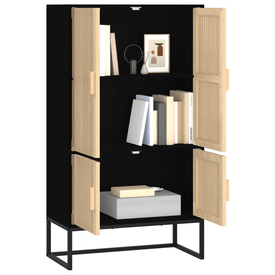 Hoge kast 70x35x125 cm bewerkt hout zwart