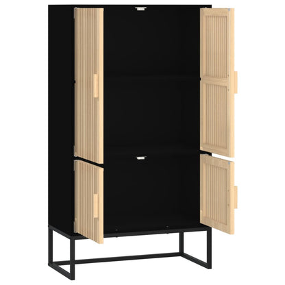 Hoge kast 70x35x125 cm bewerkt hout zwart