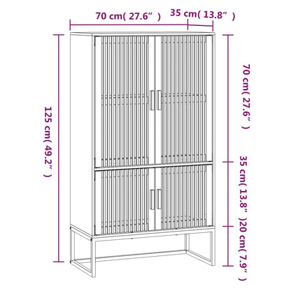 Hoge kast 70x35x125 cm bewerkt hout zwart